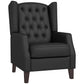 Faux Leather Armchair, Modern Accent Chair with Thick Padding for Living Room, Bedroom, Home Office, Black