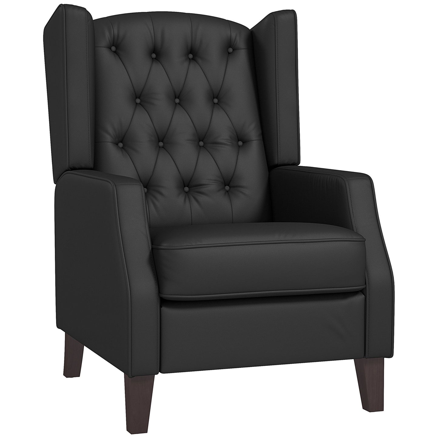 Faux Leather Armchair, Modern Accent Chair with Thick Padding for Living Room, Bedroom, Home Office, Black