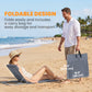 2 Pieces Beach Lounge Chair, Outdoor Folding Chaise Lounge Set w/ Pillow for Sunbath, Snap, Beige