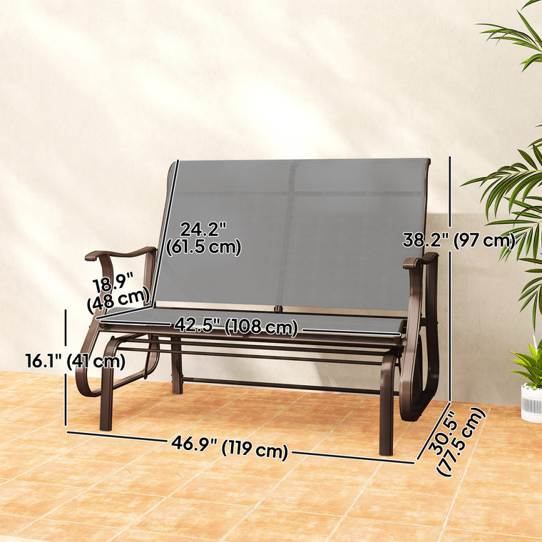 Double Gliding Patio Armchair with Mesh Seat & Steel Frame