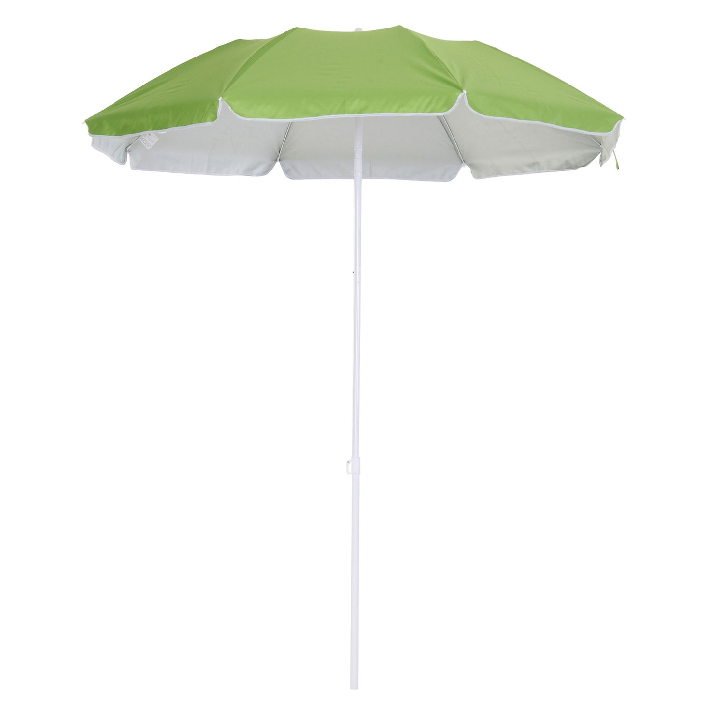 6.7ft Beach Umbrella with Push Button Tilt, Ruffled Outdoor Umbrella with Carry Bag and 8 Ribs, Green
