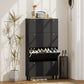 Narrow Shoe Cabinet with 4 Flip Drawers, Shoe Storage Cabinet with Adjustable Shelves, Holds 24–32 Pairs, Black