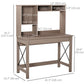 Computer Desk with Hutch, Home Office Table with Storage Shelves and Open Compartments for Writing, Work, Brown
