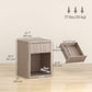 Nightstand Set of 2 with Drawer and Open Shelf - Grey