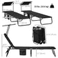 2 Piece Folding Outdoor Chaise Lounges, Pool, Sun, Tanning Chairs with Reclining Back, Sunshade for Beach, Patio, Black