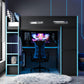 Full Size Wood Loft Bed with USB Port and Ample Storage, Gamer-Inspired Bed Frame with Built-In Desk, 78.5'' L x 56.5'' W x 65'' H, Blue