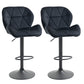 Set of 2 Swivel Adjustable Counter Bar Stools - Black