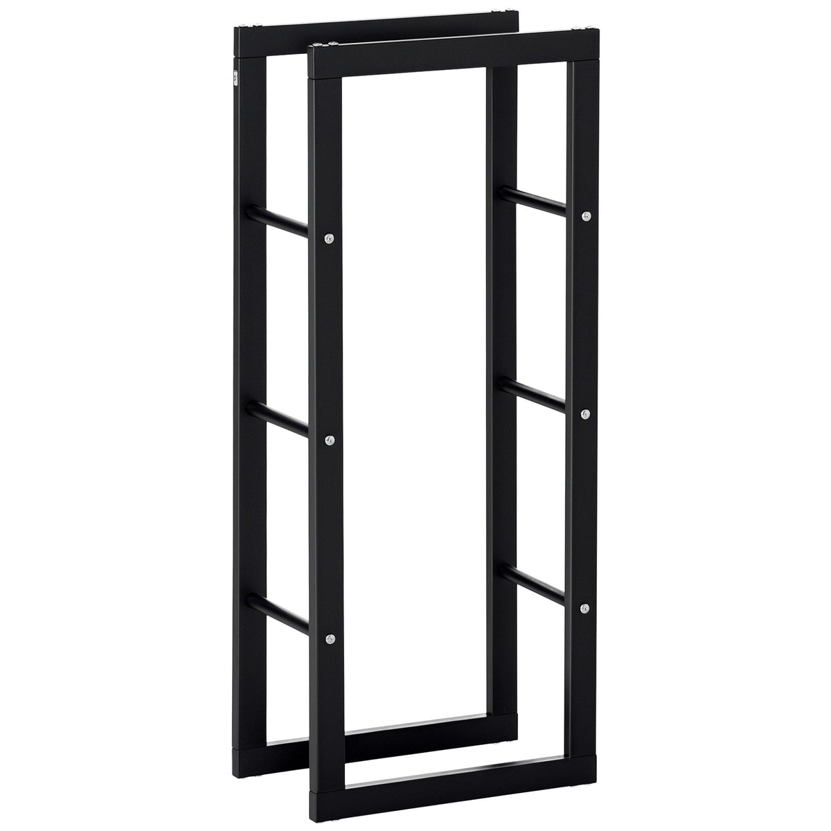 15.7" x 9.8" x 39.4" Firewood Rack Outdoor, Log Holder Fireplace Storage Rack with Handles and 220 lbs. Weight Capacity, Black