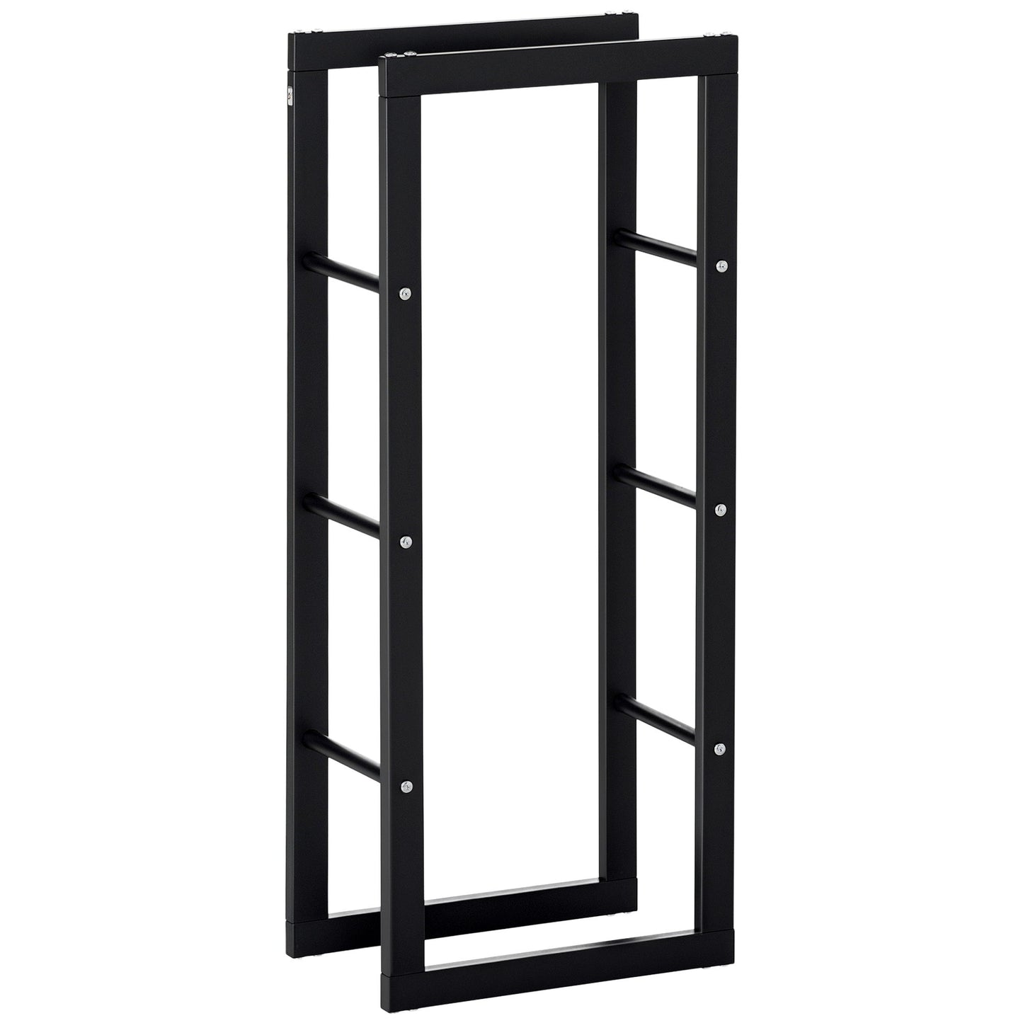 15.7" x 9.8" x 39.4" Firewood Rack Outdoor, Log Holder Fireplace Storage Rack with Handles and 220 lbs. Weight Capacity, Black