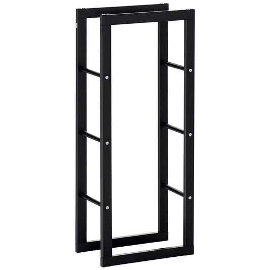 15.7" x 9.8" x 39.4" Firewood Rack Outdoor, Log Holder Fireplace Storage Rack with Handles and 220 lbs. Weight Capacity, Black