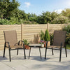 Outdoor Bistro Set of 3, 3-Piece Patio Set with Breathable Mesh Fabric, Stackable Chairs and Square Table, Brown