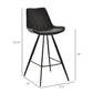 Set of 2 Microfiber Bar Stools with Padded Seat - Black