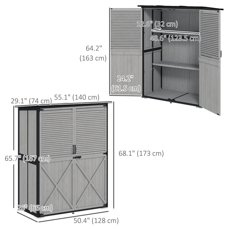 Wood Storage Cabinet with Steel Frame and Lockable Doors