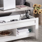 Lift Top Coffee Table with Hidden Storage Compartment and Open Shelves, Lift Tabletop Pop-Up Center Table for Living Room, White