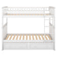 Twin Over Twin Bunk Bed with Drawers, Solid Pine Wood and MDF, Double-Decker Bed for Living Rooms, 79.5" L x 43.5" W x 64" H, White