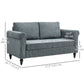 Vintage Loveseat, Upholstered Love Seat Furniture, Fabric 2 Seater Sofa with Rolled Arms, Rubber Wood Legs, Grey