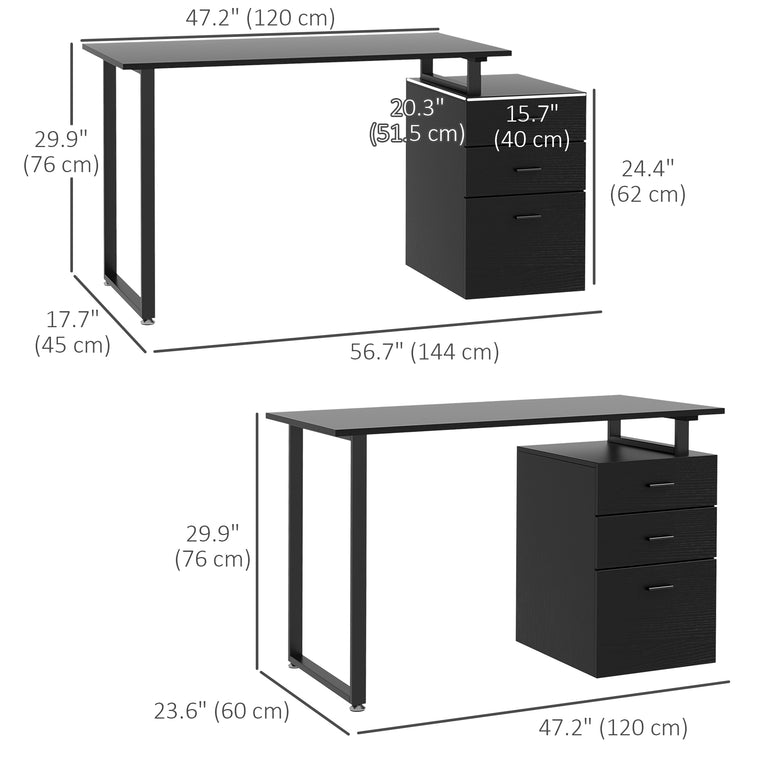47" Computer Desk with File Drawers
