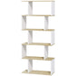 5-Tier Bookshelf, Geometric S Shaped Bookcase, Tall Narrow Display Shelf for for Living Room, Study Room, White