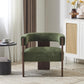 Modern Lounge Sofa Chair with Barrel-Back Design, Stylish Accent Armchair with 3-Leg Frame, 29.5" L x 26" W x 27" H, Olive Green+Walnut