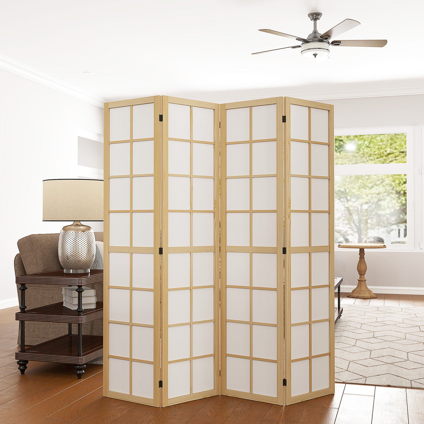 4 Panel Room Divider, 5.6 ft Folding Wall Divider Room Partition for Home Office, Bedroom, Living Room