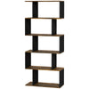 5-Tier S-Shaped Bookshelf - Rustic Brown