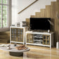 TV Stand for TVs up to 55 Inches, TV Cabinet with Adjustable Shelves and Cable Holes, TV Bench for Living Room, White