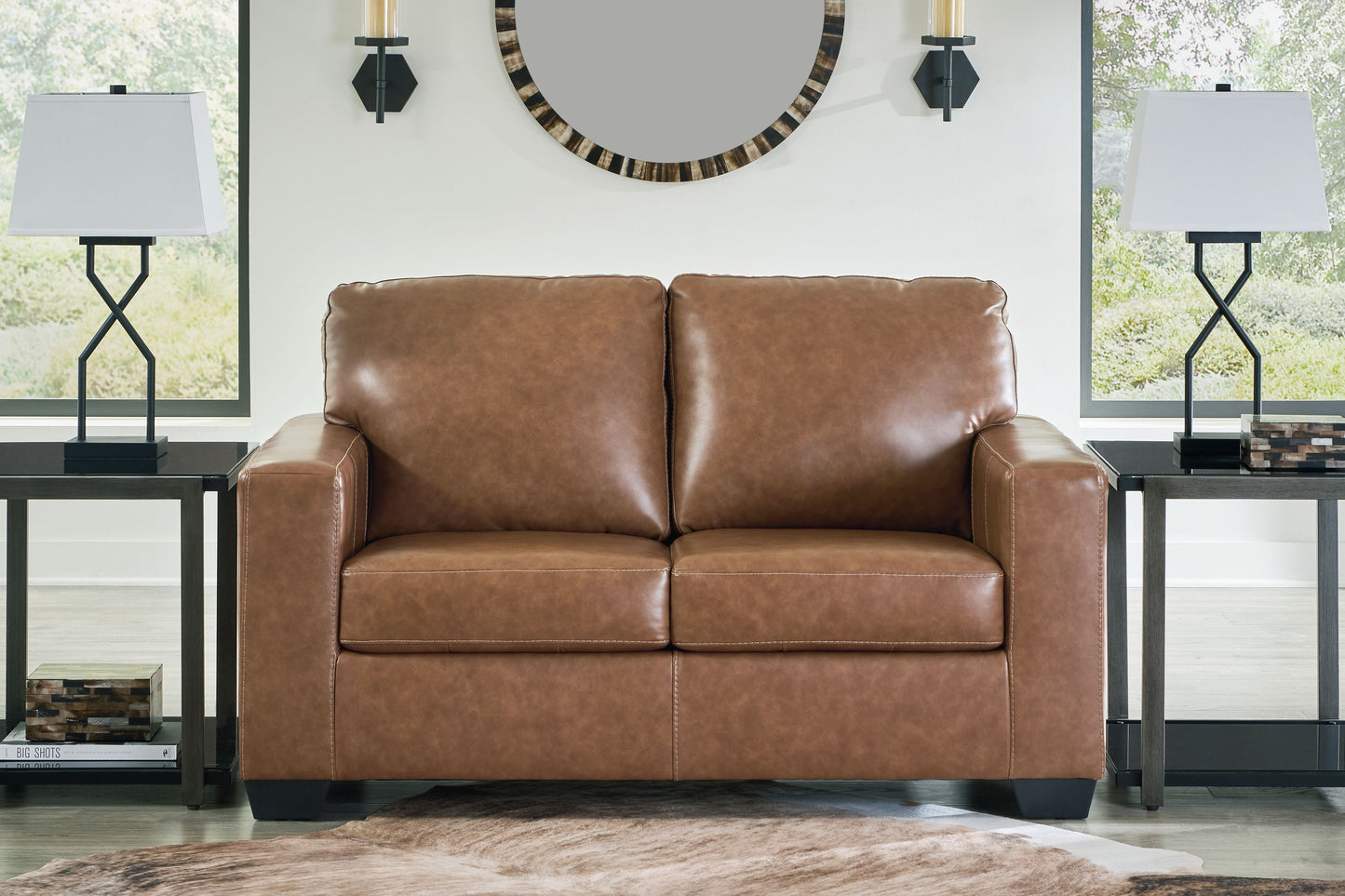 Bolsena - Caramel - Loveseat - Leather Match