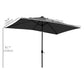 6' x 10' Patio Umbrella with 22 LED Solar Lights and Tilt, Rectangular Outdoor Table Umbrella with Crank, Dark Grey