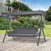 3 Person Porch Swing Bench with Adjustable Canopy, Cushions, Pillows for Porch and Backyard, Dark Grey