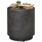 Terrazzo Finish Side Table, 17" Round End Table for Indoor and Outdoor, Charcoal Grey