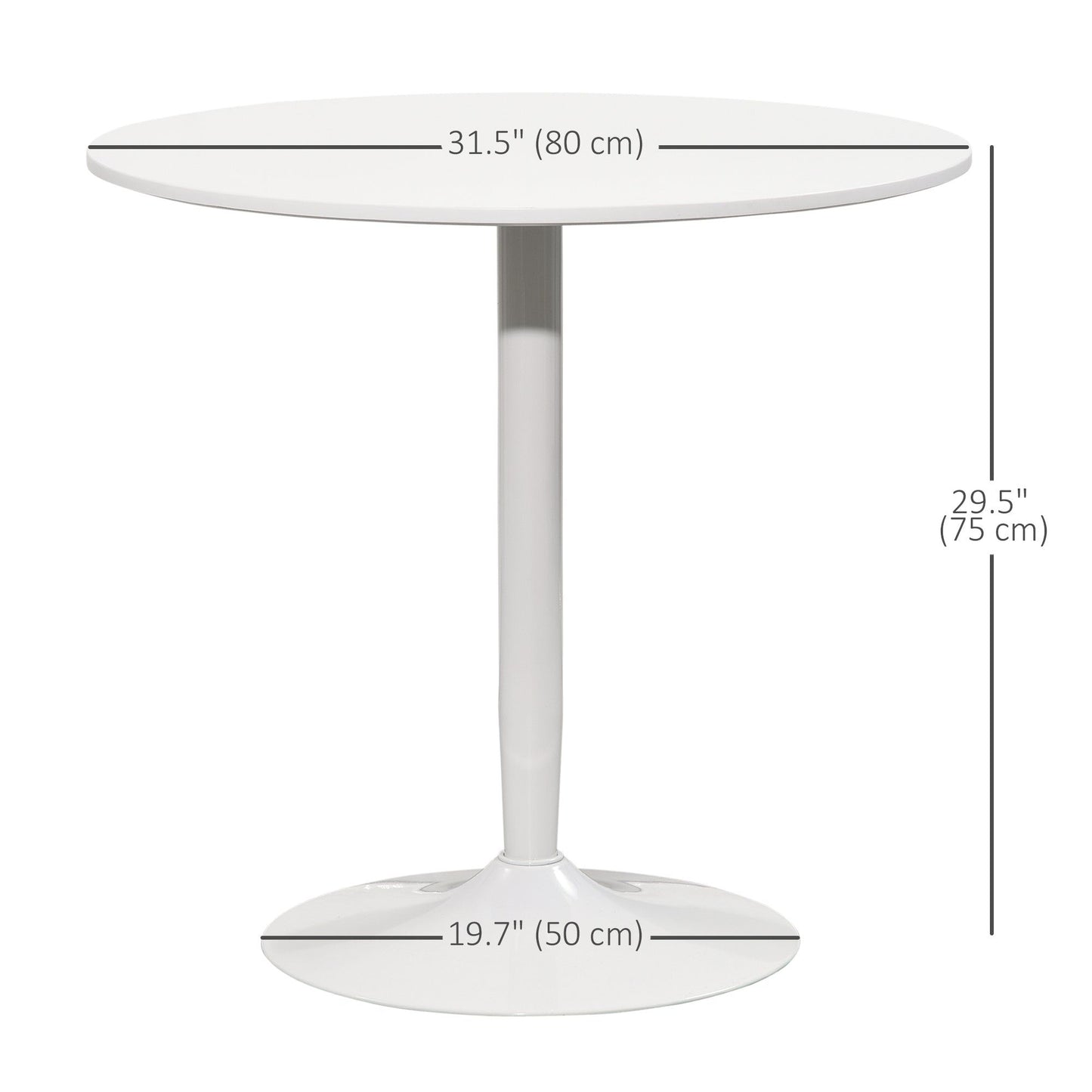 Round Dining Table for 2 with Steel Base - White