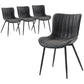 PU Leather Dining Chairs Set of 4 with Steel Legs - Black