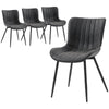 PU Leather Dining Chairs Set of 4 with Steel Legs - Black