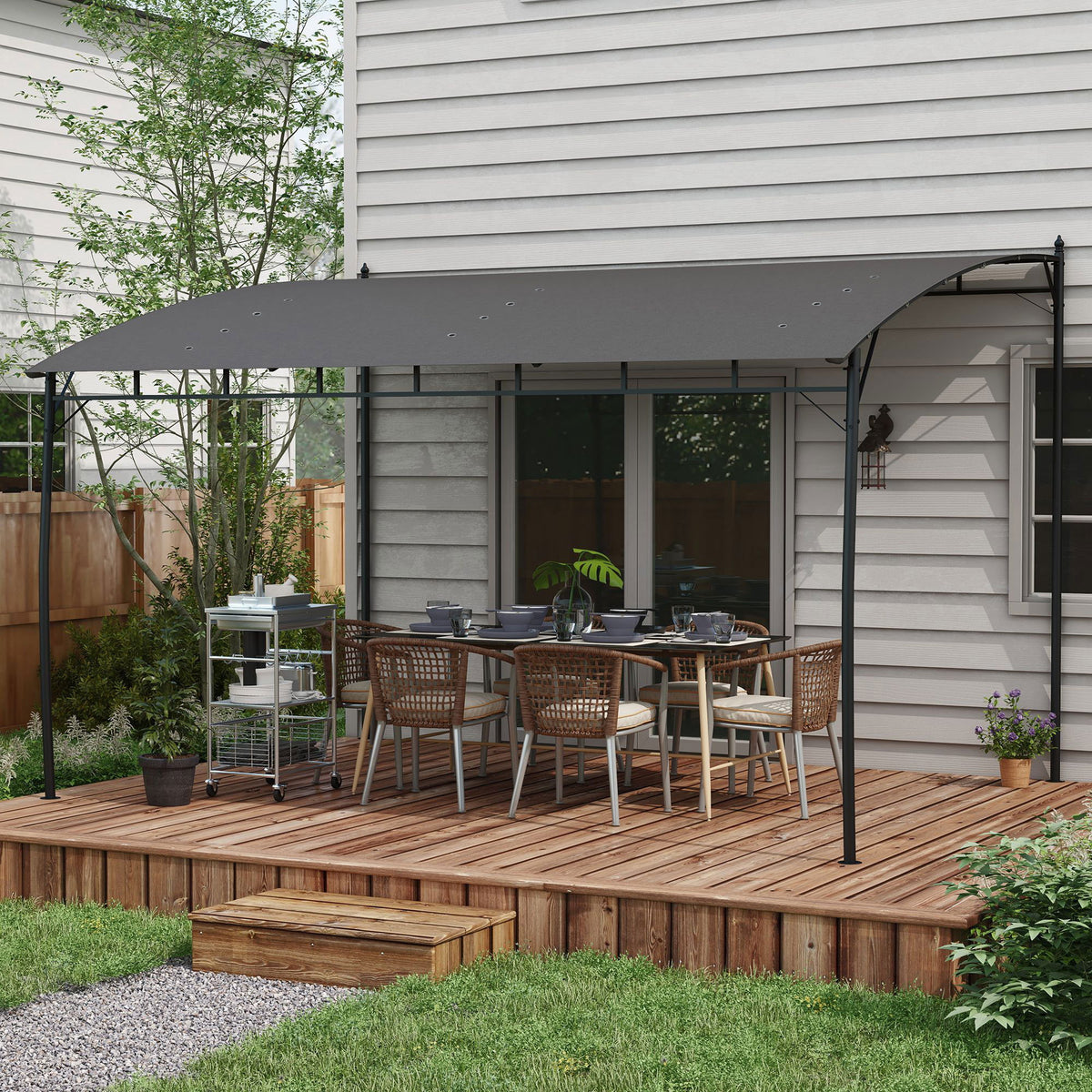 10' x 13' Outdoor Pergola with UV30+ Protection Canopy, Durable Steel Frame Sun Shade Shelter for Porch, Patio, Deck and Backyard Outdoor Living, Dark Grey
