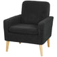 Fabric Accent Chair, Modern Upholstered Armchair with Wood Legs and Wide Padded Seat, Black