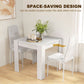 Dining Table Set for 2, Square Kitchen Table and Chairs, Dining Room Table and PU Leather Upholstered Chairs, White