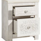 Paxberry - Whitewash - Two Drawer Night Stand