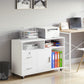 Lateral Filing Cabinet with Open Storage Shelf, Printer Stand Home Office Mobile File Cabinet with Wheels, Lockable Drawer, White