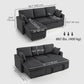 81" Pull-Out Corduroy Sofa Bed with Storage - Dark Grey