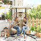 Double Wicker Egg Swing Chair with Canopy, Foldable Hanging Egg Chair with Stand Cushion Headrest, Beige