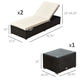 3pc Rattan Lounge Chair Set with Side Table Outdoor Patio Synthetic Rattan Wicker Sun Bed Set with Cushion