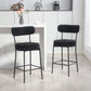 Set of 2 Corduroy Bar Stools with Backrest - Black