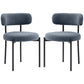 2 Pieces Kitchen Chairs, Modern Dining Chairs w/ Berber Fleece Upholstery and Steel Legs for Living Room, Grey