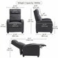 Fabric Recliner Sofa Manual Recliner, Home Theater Seating Single Reclining Sofa Chair with Padded Seat for Living Room, Dark Grey