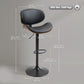 Bar Stools Set of 2, Modern PU Leather Adjustable Swivel Barstools with Curved Back, Footrest and Steel Base, Black