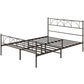 Metal Queen Platform Bed Frame with Headboard, Steel Slat Support, Underbed Storage, No Box Spring Needed, Easy Assembly