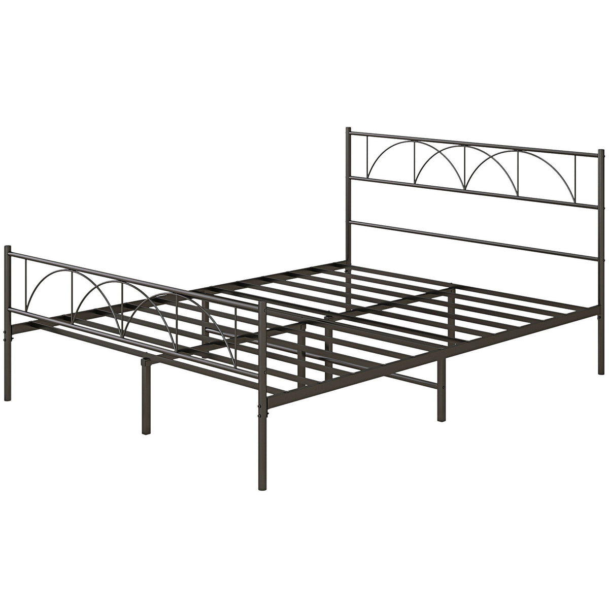Metal Queen Platform Bed Frame with Headboard, Steel Slat Support, Underbed Storage, No Box Spring Needed, Easy Assembly