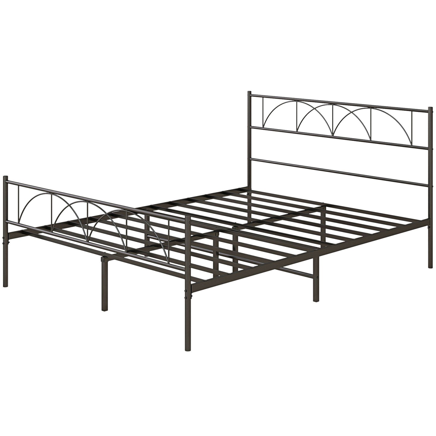 Metal Queen Platform Bed Frame with Headboard, Steel Slat Support, Underbed Storage, No Box Spring Needed, Easy Assembly