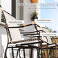 Double Patio Glider Chair with Glass Top Center Table, Outdoor Glider Loveseat with High Back, All Weather Breathable Mesh Fabric for Garden, Backyard, Deck, Beige