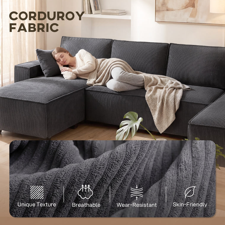 Modular U-Shaped Sectional with Double Chaise